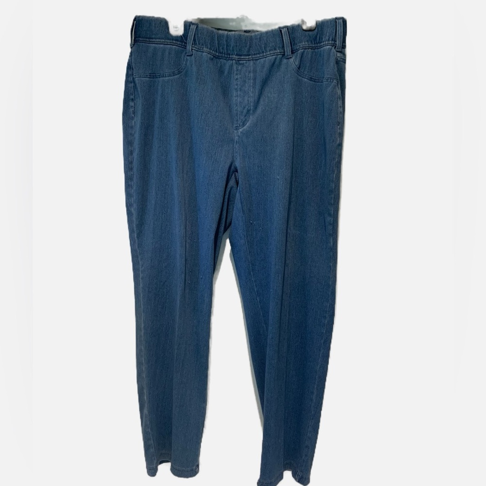 Land’s End comfort denim pants for women. Size 1X, pre-owned. Elastic waist - Picture 1 of 12